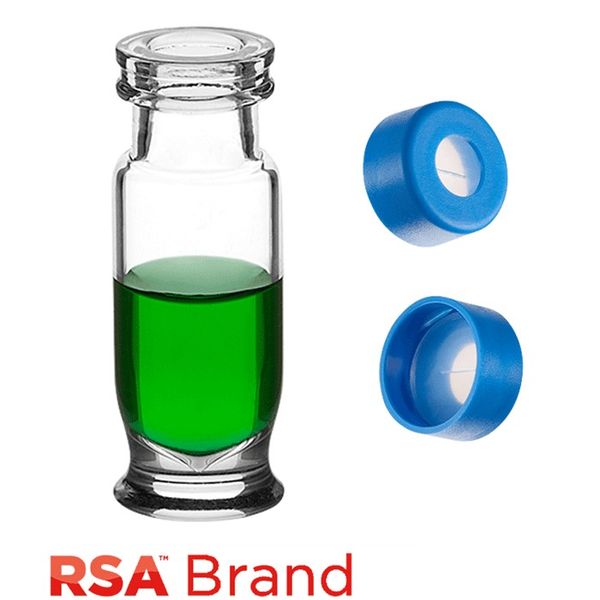 Microsolv Vial & Cap Kit Incl. 100 1.8ml Maximum Recovery, Snap Top, Clear RSA Autosampler Vials & 100 Light Blue Snap Caps with Clear fitted AQR 