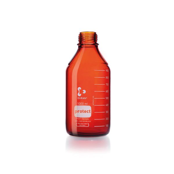 Duran Group DURAN GL 45 Lab. glass bottle protect, coated, amber, w/o screw cap/pouring ring, 1000 ml, 10 pc/PAK