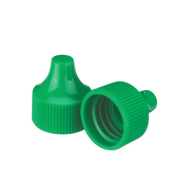 DWK Wheaton Grüne PP-Kappe, für Tropfflaschenspitze 20 mm und 30-125 ml Tropfflaschen, Größe 20-410, 100 St/Pkg
