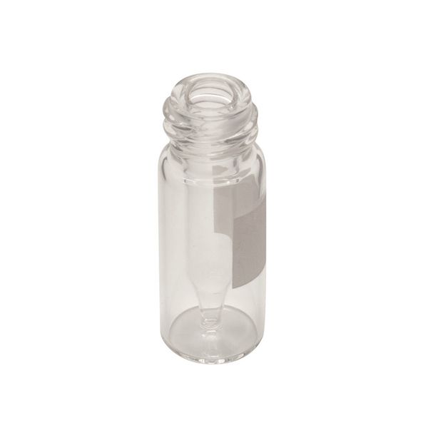 JG Finneran 300 μl interlocked Fläschchen mit Einsatz, Boro klar, 12 x 32 mm, 10-425 mm Gewinde, mit weißem Markierungsfeld, 100 St/Pkg
