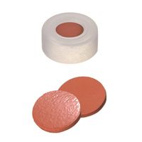Product Image of ND11 PE Snap Ring Seal: Snap Ring Cap + centre hole, Nat. Rubber red-orange/TEF transparent, soft cap, 10x100/pac