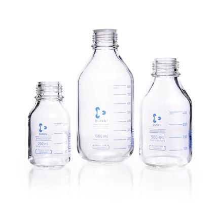 Duran Group DURAN GL 45 Laborglasflasche, druckfest, klar, ohne Schraubverschluss/Ausgießring, 100 ml, 10 St/Pkg