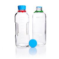 Product Image of DURAN® YOUTILITY bottle, clear, graduated, GL 45, with cyan screw-cap and pouring ring (PP), 1000 ml, 4 pc/PAK