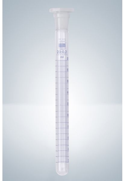 Hirschmann Test tube/DURAN, 10:0,1ml round bottom round bottom,NS12/21+poly-stopper,blue grad., 10 pc/PAK