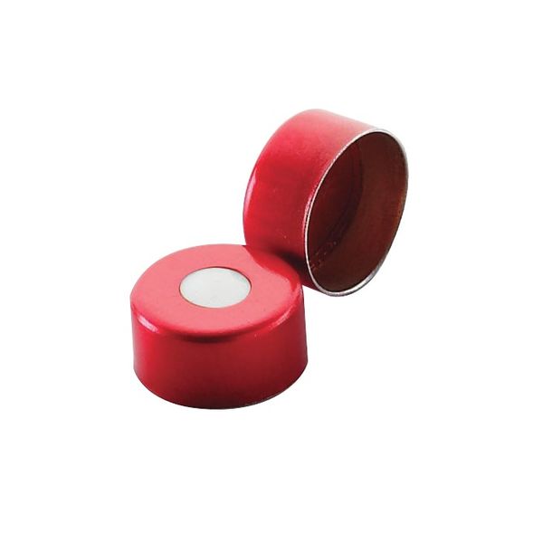 DWK Wheaton E-Z Aluminiumkappe, 11 mm, rot, mit Septum 0,002 PTFE/0,038 Silikon, 1000 St/Pkg
