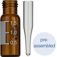 Product Image of Pre-assembled vials 702713: 1,5 mL Screw Neck Vial N 9, mit 702813, amber, 100/PAK