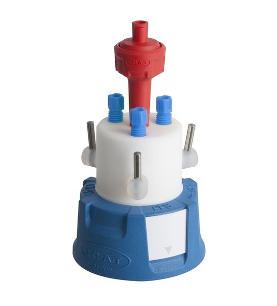 SCAT SafetyCap III, V2.0, GL45, with 3x shut-off, 3x PFA-fitting 3.2 mm OD + air valve