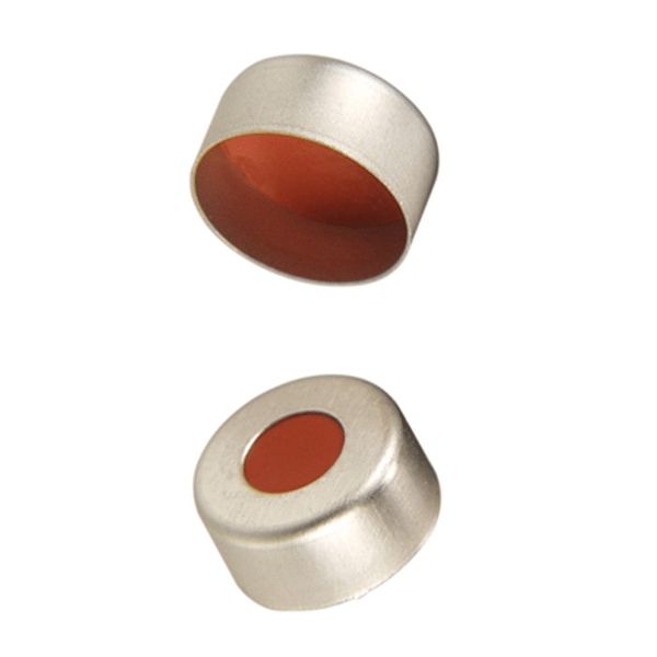 Microsolv Crimp Cap 11 mm, with red Rubber/PTFE Fitted Septa, silver, 1000 pc/PAK