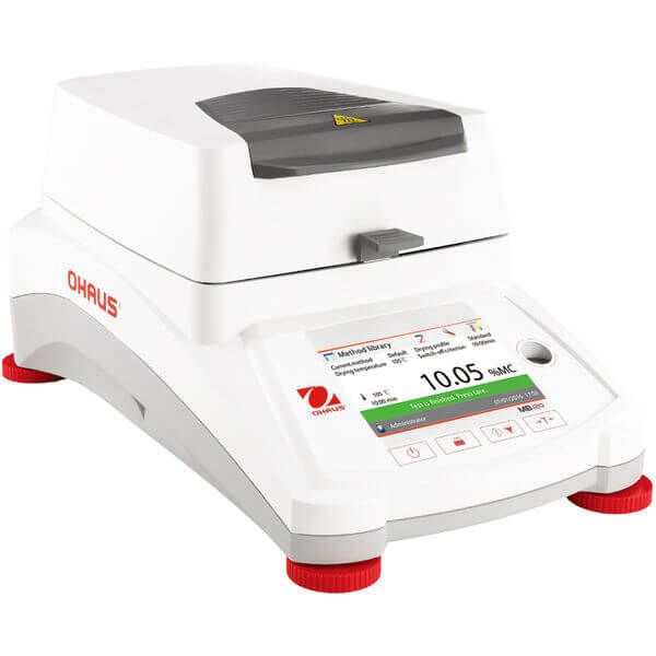 Ohaus Feuchtigkeitsmessgerät, MB120, Ablesbarkeit (d) 1 mg/0,01%, Wägebereich 120g, Schalengröße 90 mm, Farb-Touchscreen