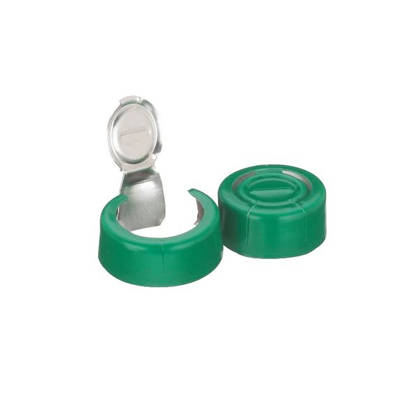 DWK Wheaton Aluminiumkappe, grün, mit Abriss, ohne Einlage, 13 mm AD, 1000 St/Pkg