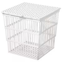 Autoclave basket, PP, white, stackable, with lid, 233 x 230 x 239 mm