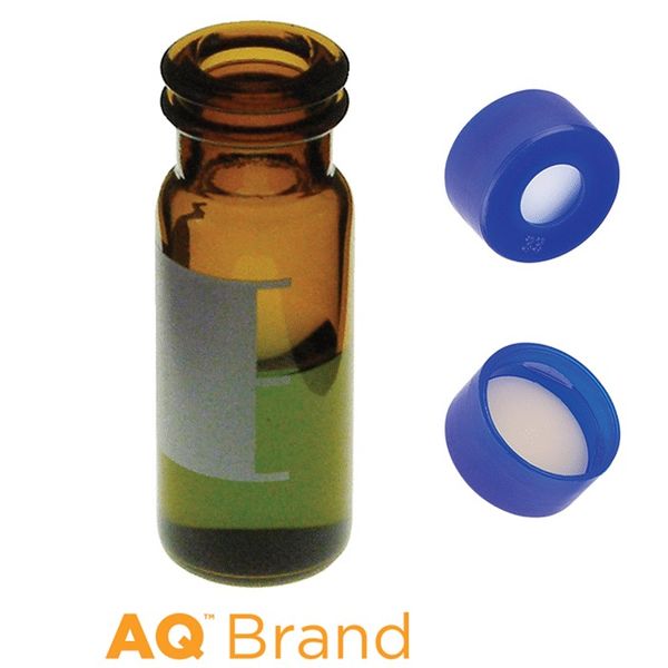 Microsolv EPP Vial amber, 2 ml, Screw Cap light blue with AQR Sil/PTFE Septa, Write-on Patch, 100 pc/PAK