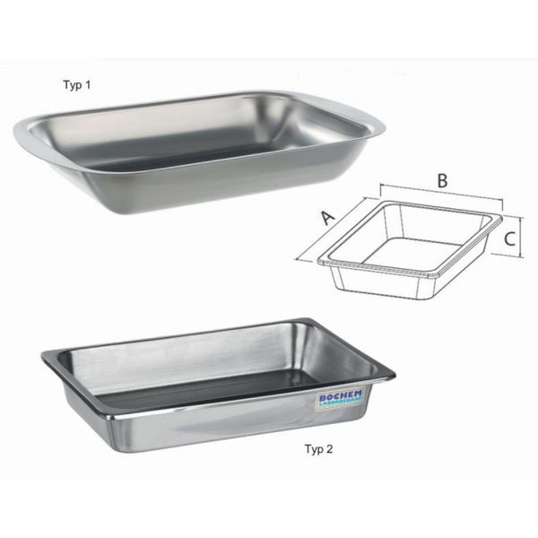 Bochem Verdampfschale, 18/10 Edelstahl, mit Rand, 500 x 335 x 100 mm, Typ 2