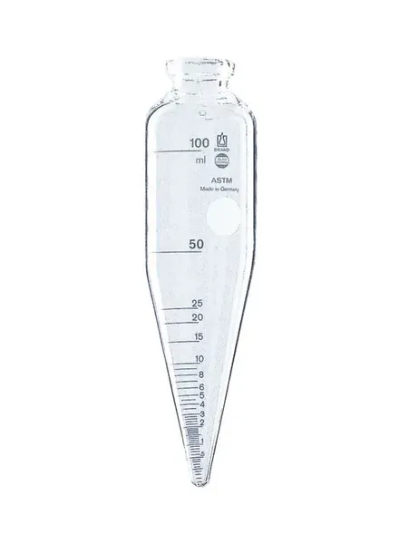 Brand GmbH & Co. KG ASTM-Zentrifugenglas BLAUBRAND, Boro 3.3, 100 ml, zylindrisch, früher ASTM D 96, unten konisch, RZB max. 700, 2 St/Pkg