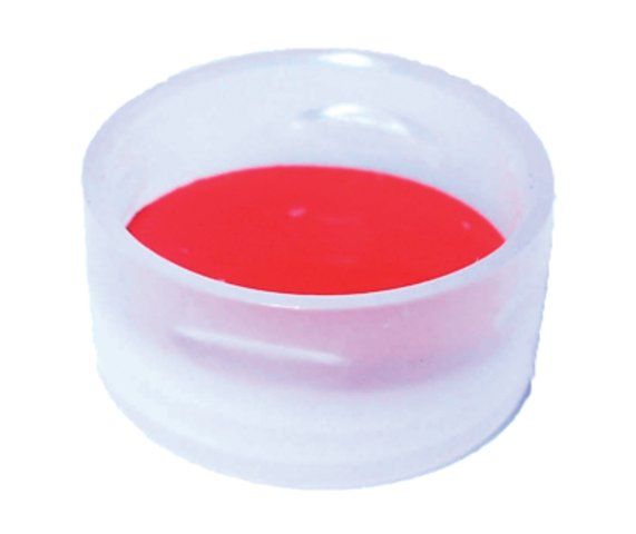 Supelco pk100 11mm SnapRingCap transp. 6mm centerhole,Silicone white/PTFE red,55° shoreA