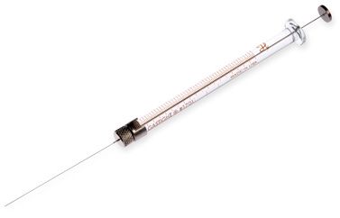 Hamilton 10 μl, Modell 1701 RN-S Spritze, 32 Gauge, 51 mm, point style 3, max. Druck 1000 psig (68.9 bar), max. Temperatur 115°C / 239°F