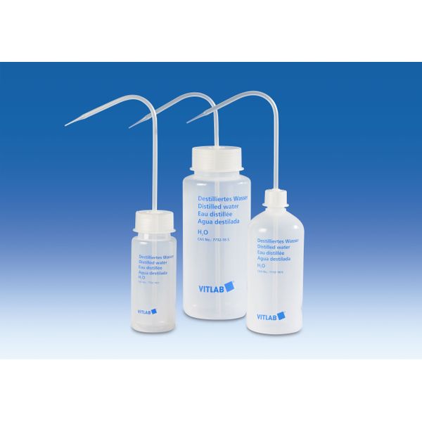 Vitlab Spritzflasche, mit Aufdruck, PE-LD, GL25, Spritzaufsatz, PP, Dest.-Wasser, 250 ml, 12 St/Pkg