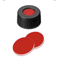 Product Image of Kurzgewindekappe, ND9 PP, schwarz, 1,0 mm, PTFE rot/Silikon weiß/PTFE rot, 1000/PAK