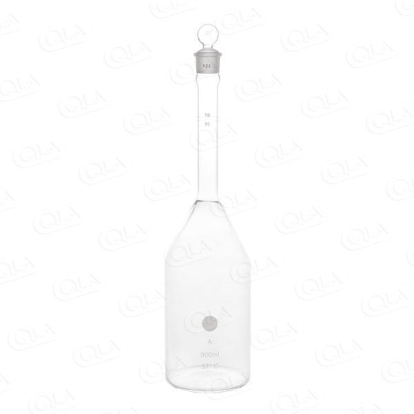 QLA 900mL Volumetric Flask with Round Bottom, Class A, Calibrated to 37°C