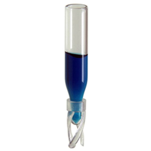 Microsolv Mikroeinsätze 200 μl Füllvolumen, Klarglas, oberflächenbehandelt, konische Präzisionsspitze, 6x29mm OD, mit Feder, zur Verwendung in 2ml 