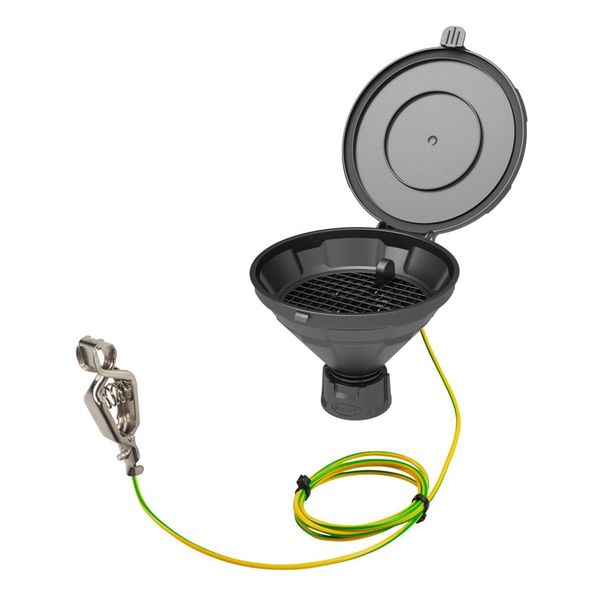 SCAT Deckeltrichter ''MARCO'', V2.0, GL45, PE-HD elektrisch ableitfähig, mit herausnehmbarem Sieb und Erdungskabel, Trichter-Durchmesser = 140 mm