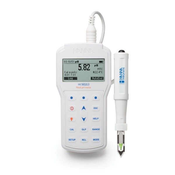 HANNA Instruments Deutschland GmbH pH/°C-Meter FOODCARE HACCP, für Fleisch, pH -2 bis 20, -20 bis 120°C, inkl. Elektrode FC2323