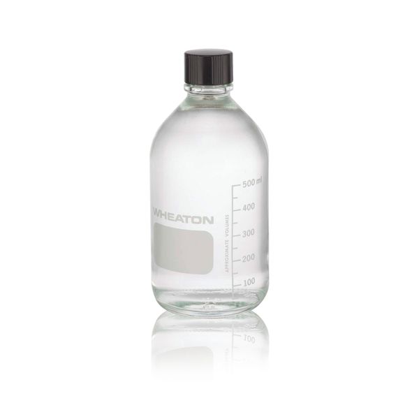 DWK Wheaton Medienflasche, 500ml, klar, graduiert, ohne 33-430 Schraubverschluss, autoklavierbar, 24 St/Pkg