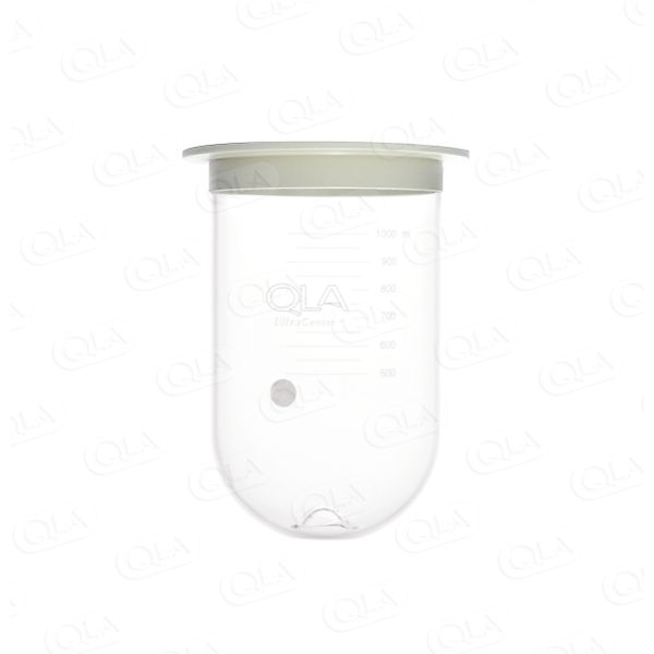 QLA 1000 ml Clear UltraCenter Precision Apex Glass Vessel with Plastic Rim (longer length), Serialized
