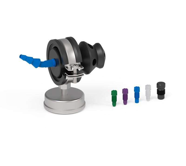 SCAT HPLC benchtop collector, PTFE-EL, central hose barb outlet, magnetic holder or screw connection