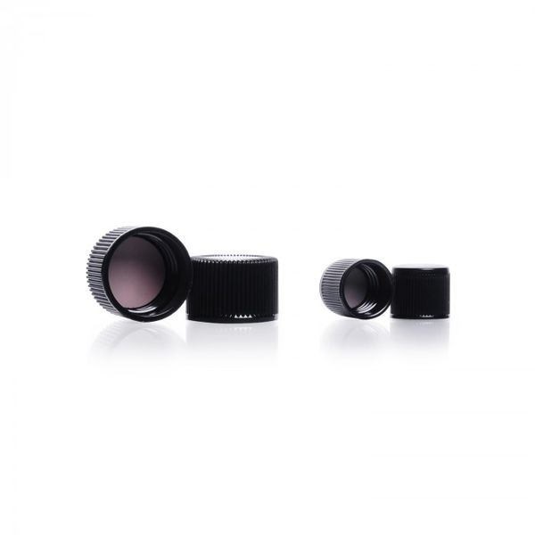 DWK Kimble Black Phenolic Caps, PTFE-Faced Rubber, 15-415, 500 pc/PAK