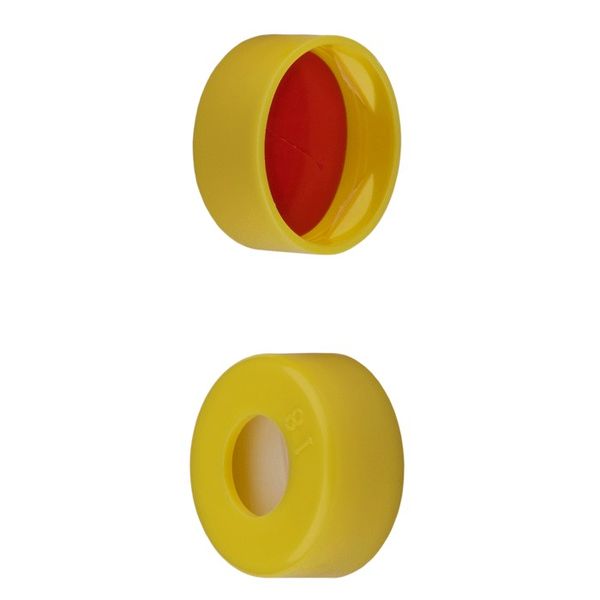 Microsolv Snap Cap yellow, 11 mm, with white Sil/red PTFE Preslit Fitted Septa, 1000 pc/PAK