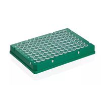 Product Image of PCR plate 96-well, Rigid Frame, PC/PP, green, full skirted, Low Profile, wells transparent, BIO-CERT PCR-Q, 50 pc/PAK