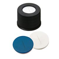 Product Image of Schraubkappe, ND10 PP, schwarz, 7 mm Loch, Silikon weiß/ PTFE blau, geschlitzt, 1,5 mm, 10x100/PAK