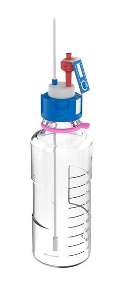 SCAT HPLC Versorgungs-Set I: 1 x Safety Cap I, GL45, Belüftungsventil, Wechselanzeige, 1000 ml Laborflasche, Youtility, Klarglas