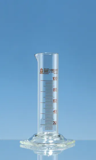 Brand GmbH & Co. KG Messzylinder SILBERBRAND-ETERNA, niedrige Form, 2000 ml : 50 ml, Boro 3.3, braun graduiert, kurze Teilstriche