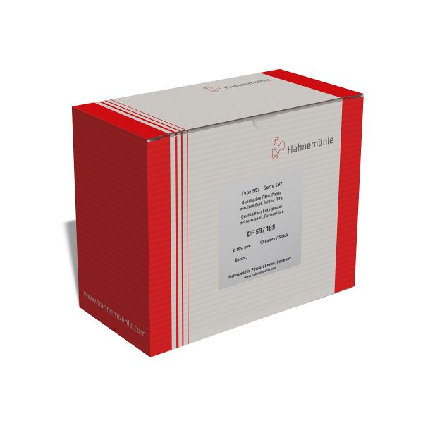 Hahnemühle Faltenfilter, 185 mm, qualitativ, Sorte 597, mittelschnell, 85 g/qm, 100 St/Pkg