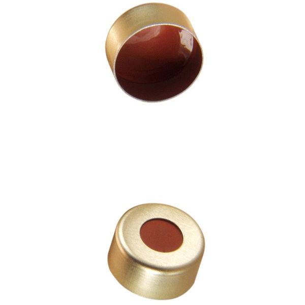 Microsolv Crimp Cap gold, 11 mm, with red Rubber/PTFE Fitted Septa, 1000 pc/PAK