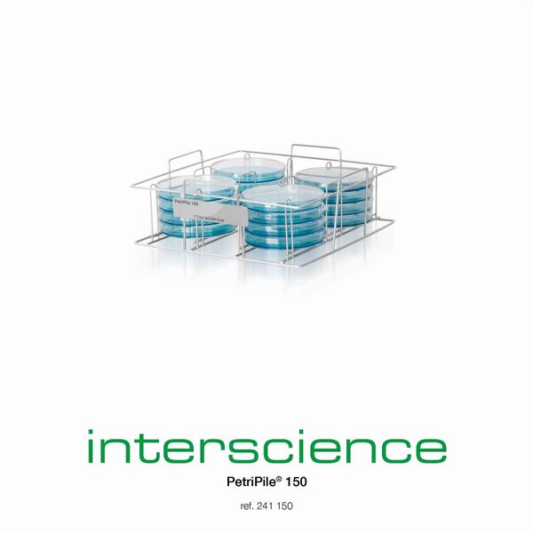 Interscience PetriPile 150, Petrischalen-Stapelgestell, für 16 Schalen, 150 mm, 38 x 35,5 x 13 cm