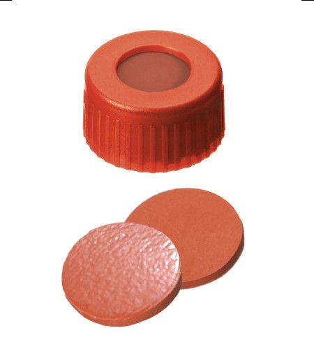 Altmann Analytik ND9 PP Short Thread Cap, red, 1,0mm, Nat. Rubber red-orange/TEF transparent, 1000/pac