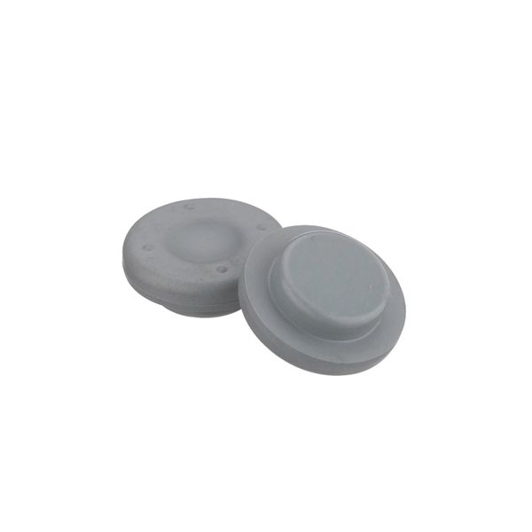 DWK Wheaton 20 mm rubber lid plug, straight, CIIR-isoprene compound/40, grey, PTFE coated, 1000 pc/PAK