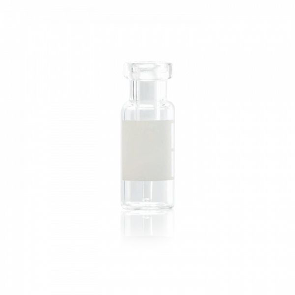 DWK Wheaton 0,3 ml LVI-Fläschchen, klar, Schriftfeld, 11 mm Alu-Bördelkappe, Septum 0,002 Teflon/0,037 Gummi rot, 100 St/Pkg