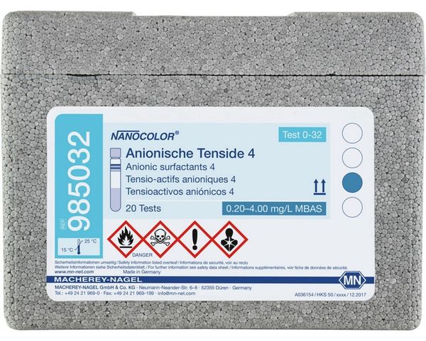 Macherey-Nagel NANOCOLOR Anionic surfactants 4 Tube test with Barcode pack of 20 tests