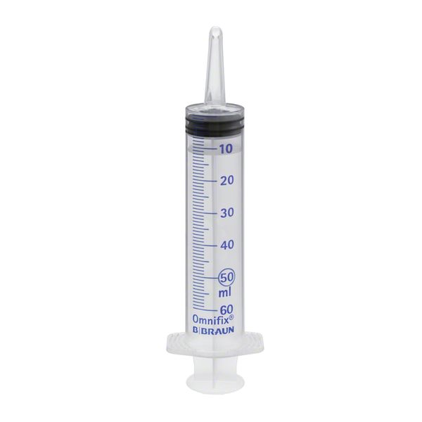 Braun Petzold Omnifix 50 ml Wund- und Blasenspritze - latexfrei - mit Katheteransatz - 3-teilig, 100 St/Pkg