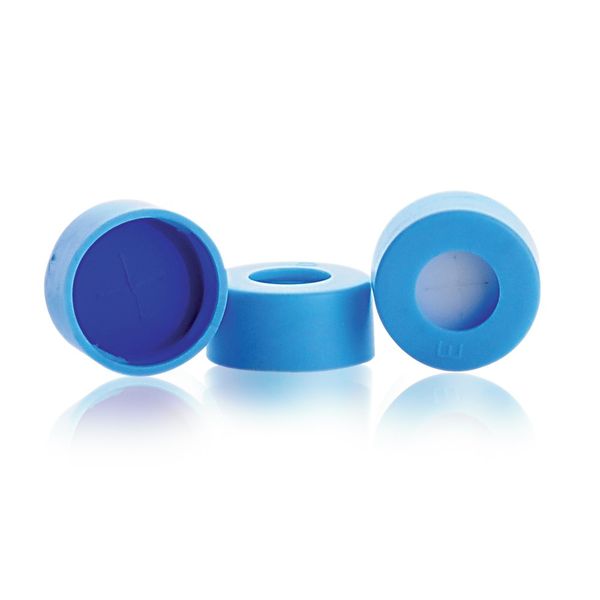DWK Wheaton 11 mm snap cap, natural, with precut PTFE/silicone septum, EVA, 100 pc/PAK