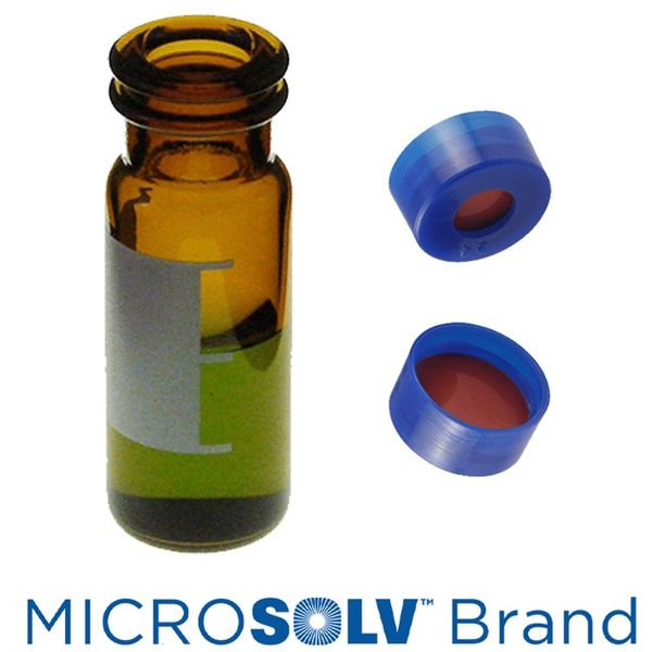 Microsolv EPP Vial, amber, 2 ml, Snap Cap blue with Rubber/PTFE Septa, Write-on Patch, 100 pc/PAK