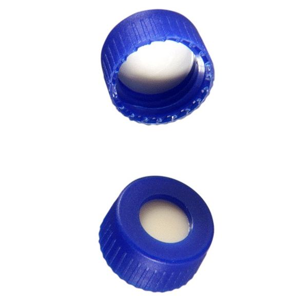 Microsolv Screw Cap blue, 9 mm, with white Sil/red PTFE Ultrabond Fitted Septa Ribbed, 100 pc/PAK