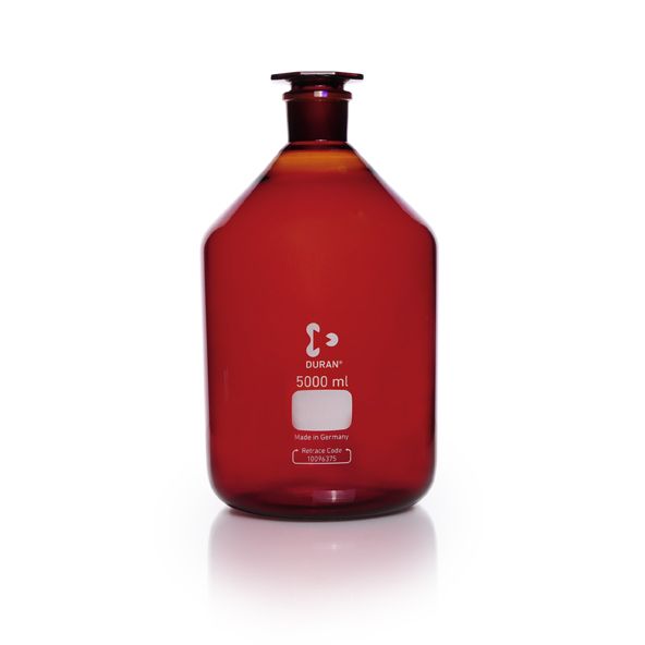 Duran Group Narrow neck bottle, amber glass, NS 45/40, 5000 ml, with glass stopper
