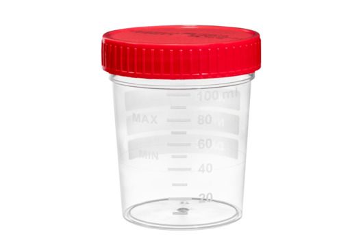 Greiner Bio-One Mehrzweckbecher, Polypropylen, 120 ml graduiert, roter Deckel, steril, lose verpackt, 300 St/Pkg