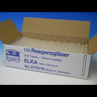 Reagenzgläser/Elka AR/Soda-Glas 160x16mm starkwandig 1mm glatter Rand, 100 St/Pkg, alte Nummer: HE2775/16