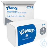 Kimberly-Clark Kleenex Ultra Handtücher - Interfold / Medium, Airflex, weiß, 2-lagig, I-Faltung, 31,50 x 21,50 cm, 15 x 124 Tücher, für Spendersystem: